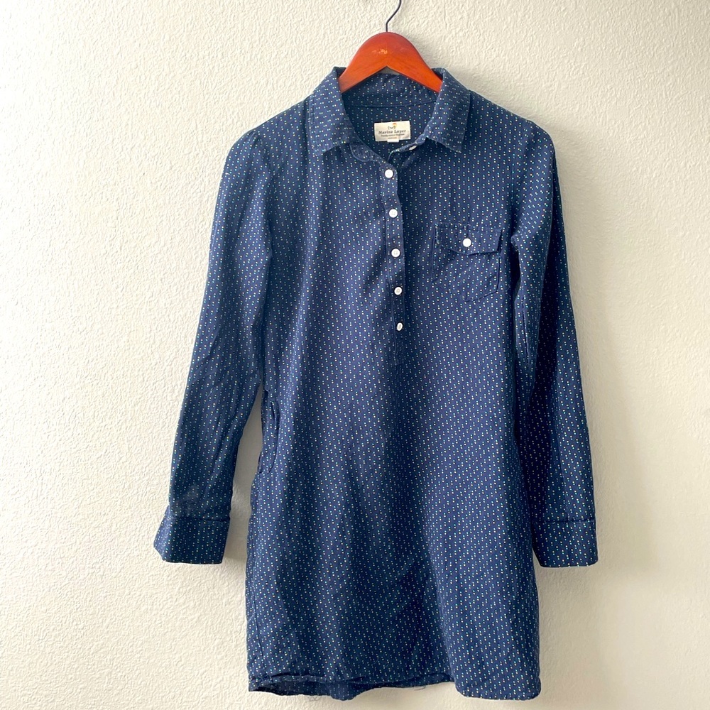 Marine Layer Navy Print Shirt Dress Size Medium